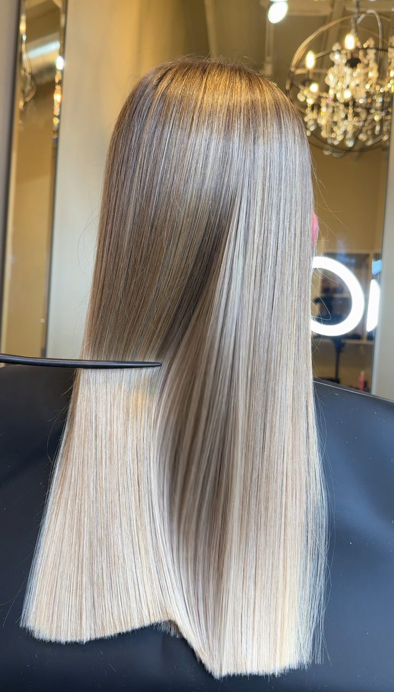 Balayage blonde hair styling at LUV Beauty Club Miami