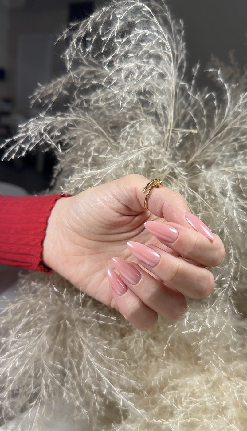 Milky nude Russian manicure at LUV Beauty Club Miami