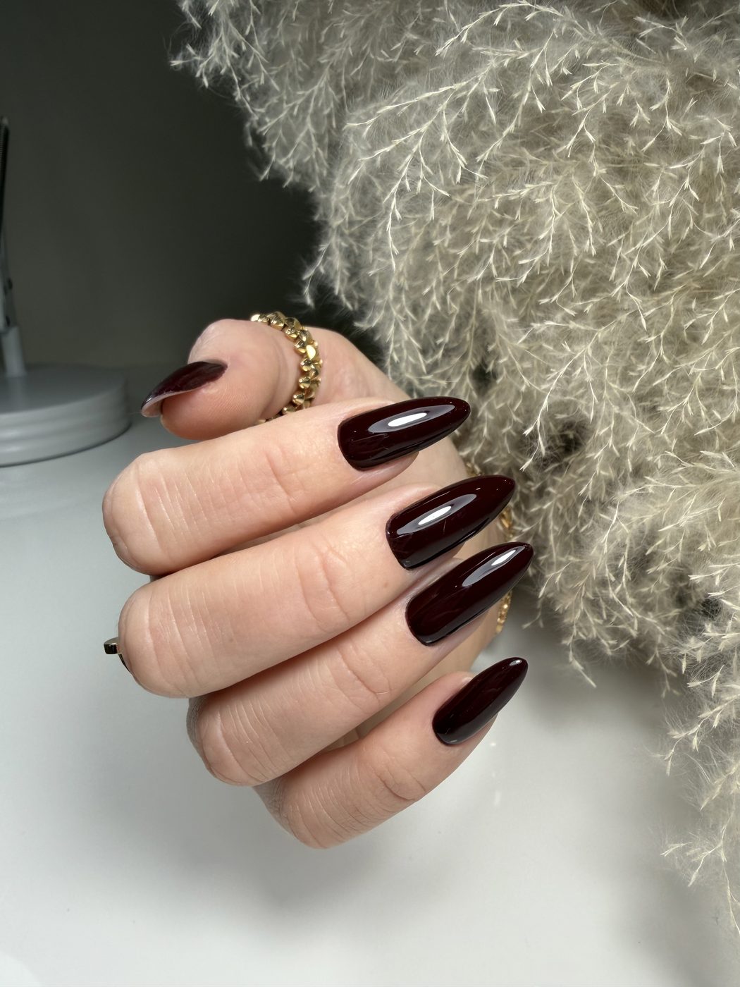 Almond gel manicure at LUV Beauty Club Miami