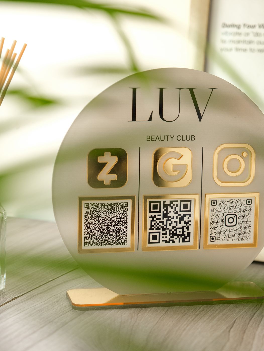 LUV Beauty Club review and booking QR sign at the Miami studio